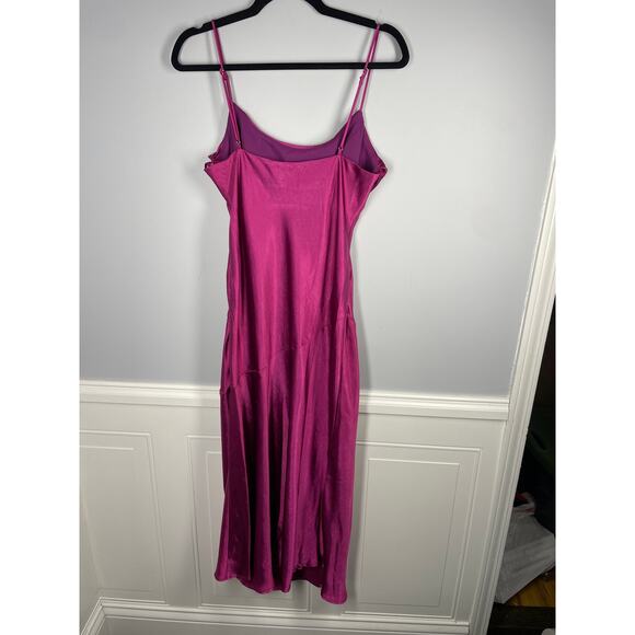 NWT, Saints + Secrets, Size Large, Fuchsia Pink, "Selena" Slip Dress, Satin - Picture 6 of 7